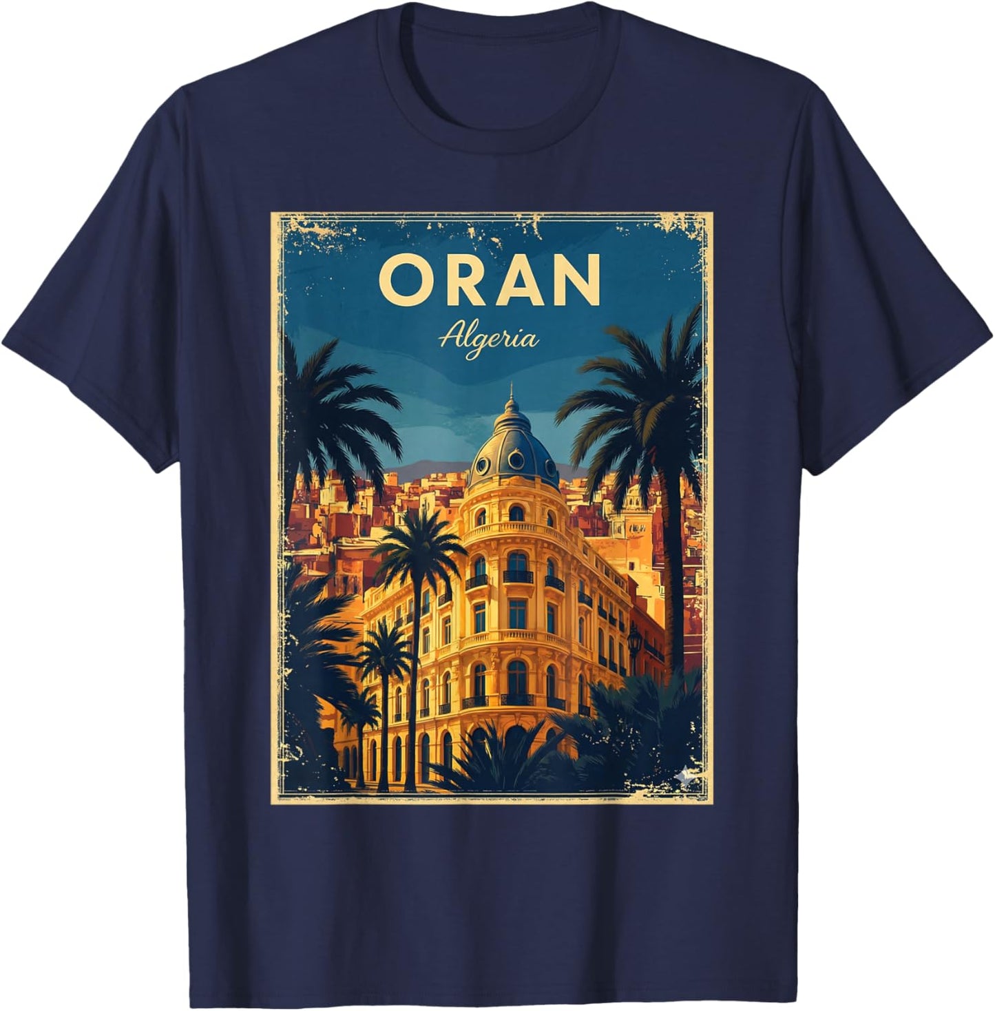 Algeria Algeria Oran Algerians DZ Algerian Bled Retro T-Shirt - T-Shirt | Navy