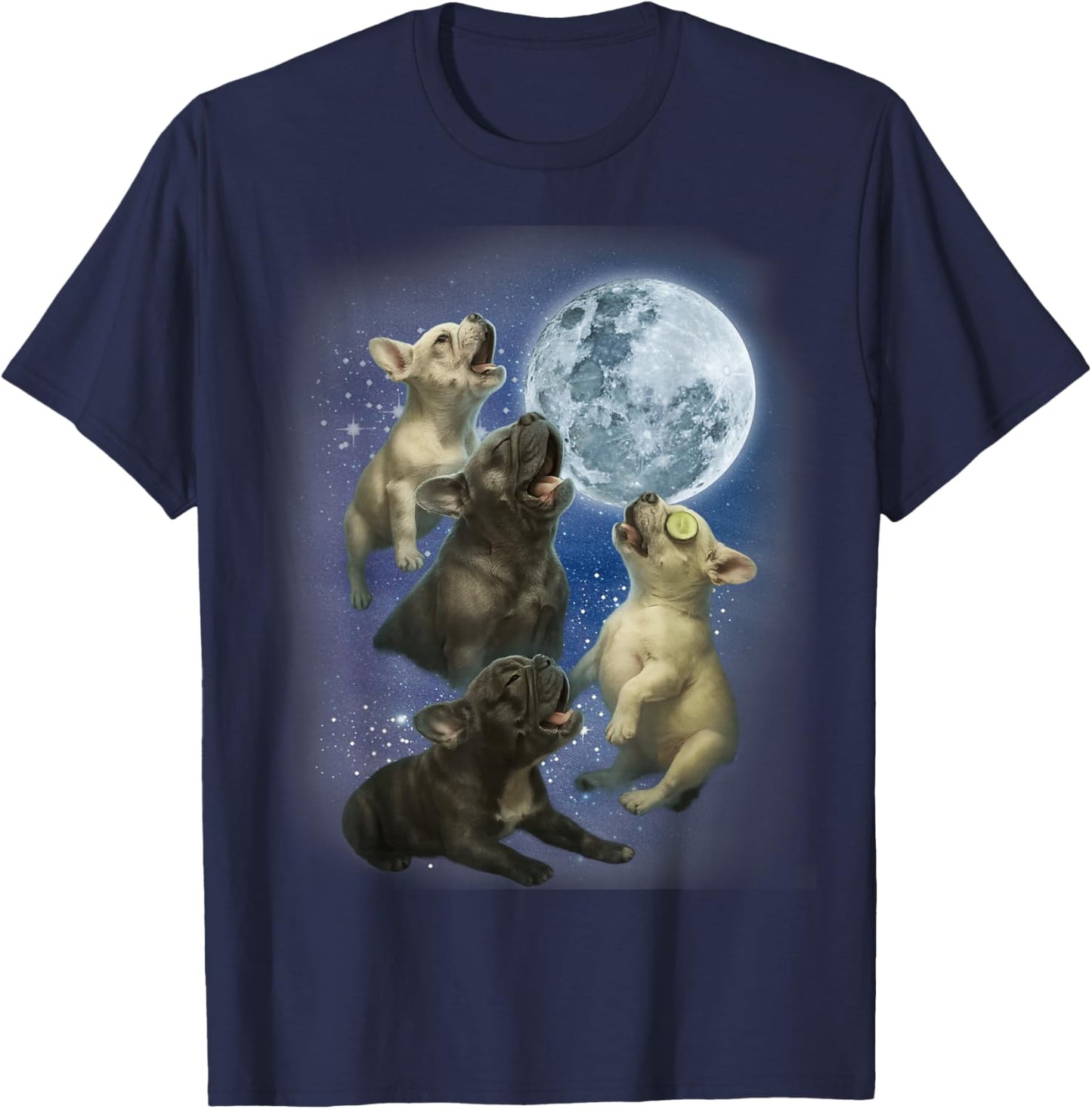 Pibble Howling at The Moon Gen Z Meme Dogs Lovers Men Women T-Shirt - T-Shirt | Navy
