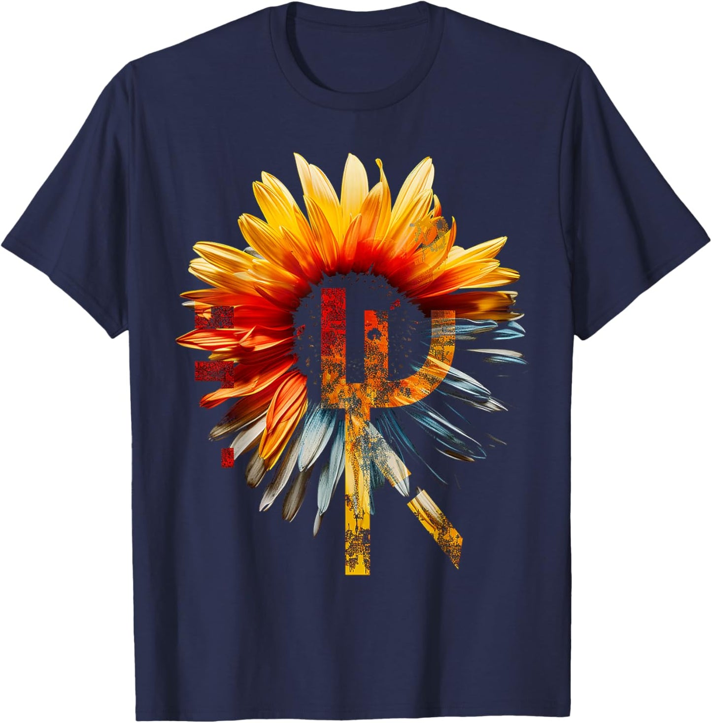 Blumenmalerei Motiv Kunst Kunst Blume T-Shirt - T-Shirt | Navy