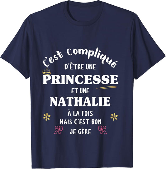 Women's Princess Humour Personalised Gift Nathalie T-Shirt - T-Shirt | Navy