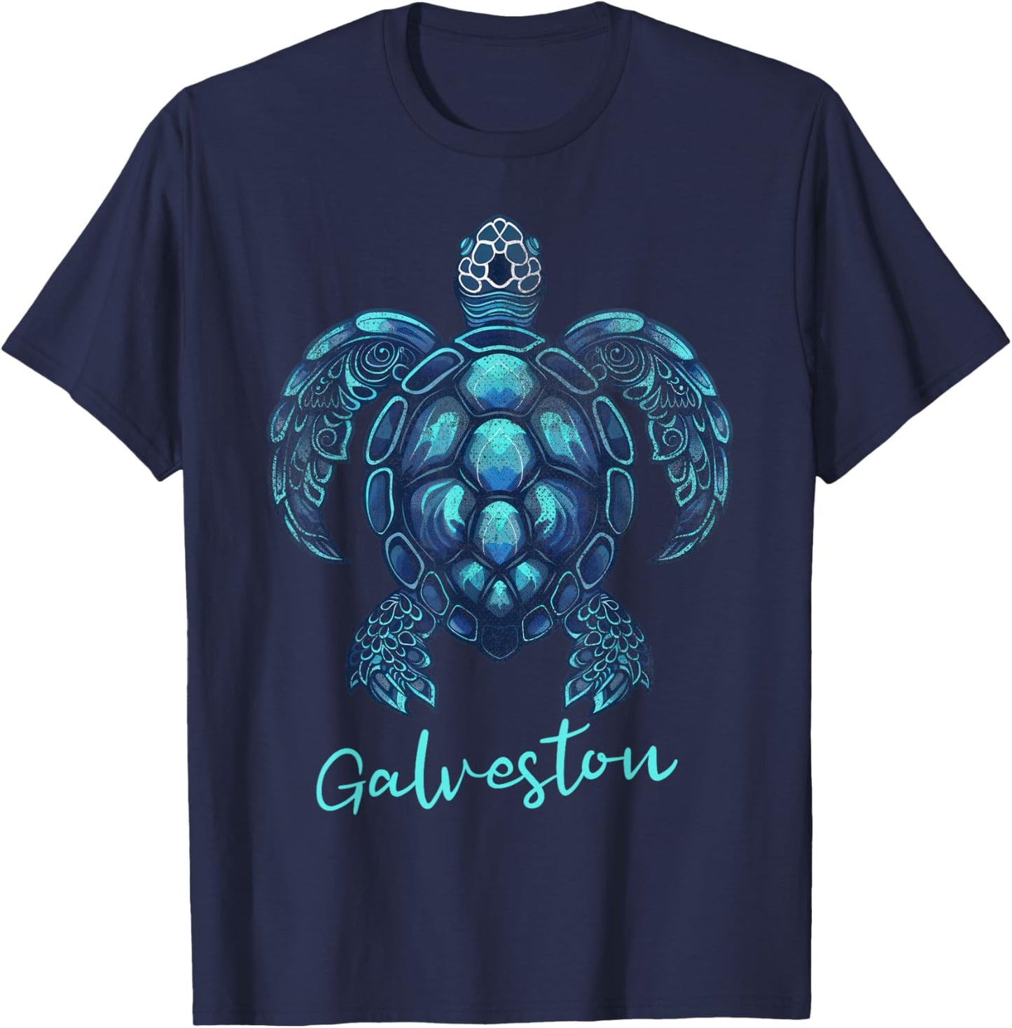 Galveston Texas TX | Water Turtle T-Shirt - T-Shirt | Navy