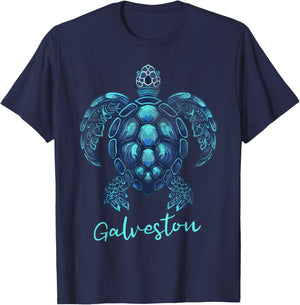 Galveston Texas TX | Water Turtle T-Shirt - T-Shirt | Navy
