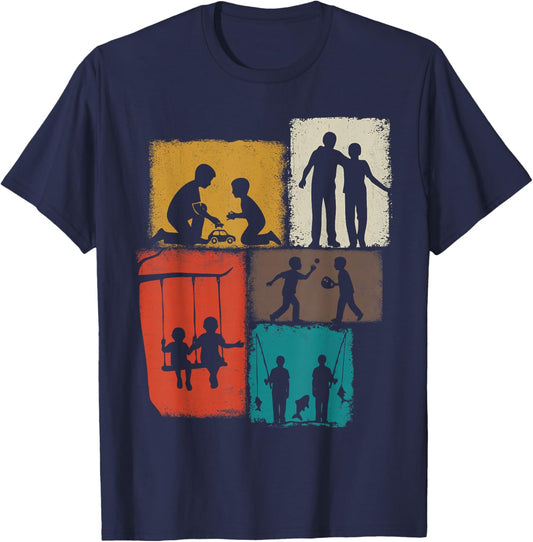 Brother Vintage Collage Boy Bro T-Shirt - T-Shirt | Navy