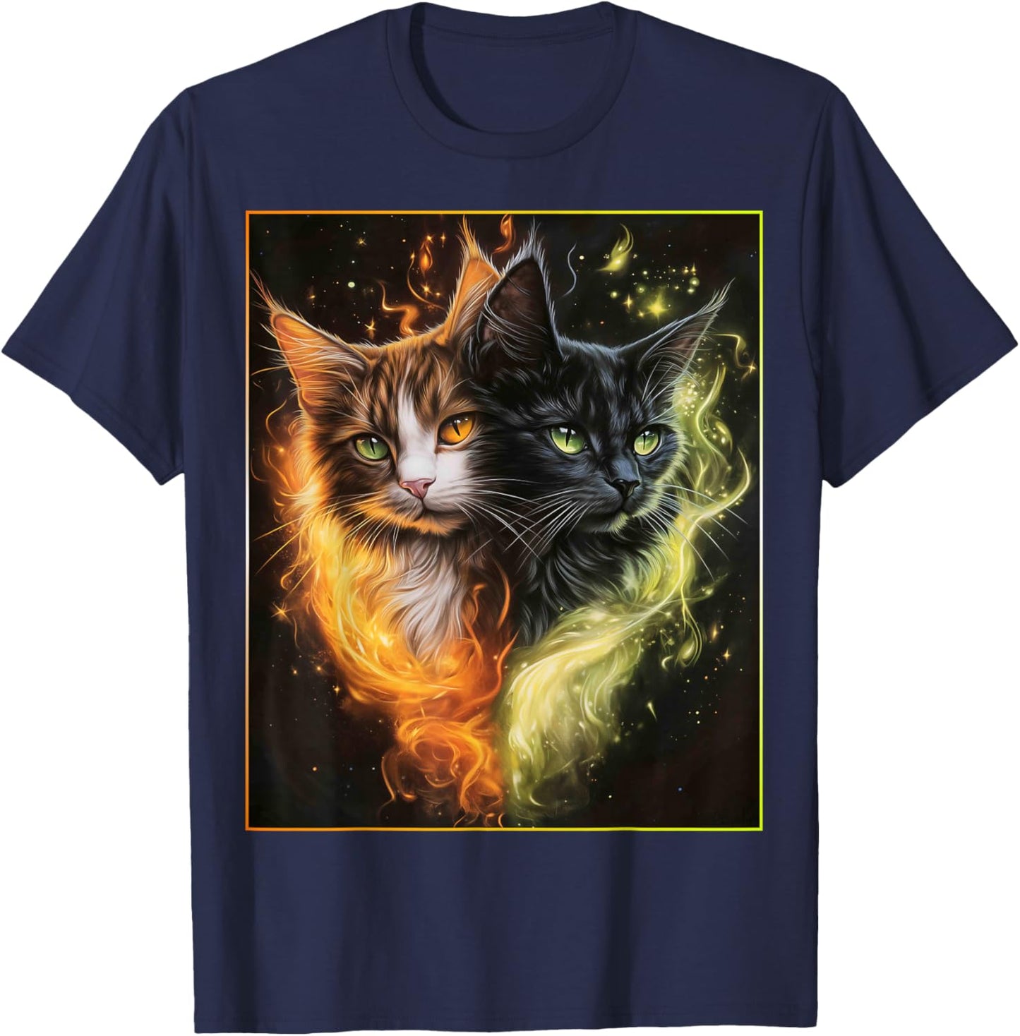 Cute Magical Cat Kitten Fantasy Art Design T-Shirt - T-Shirt | Navy