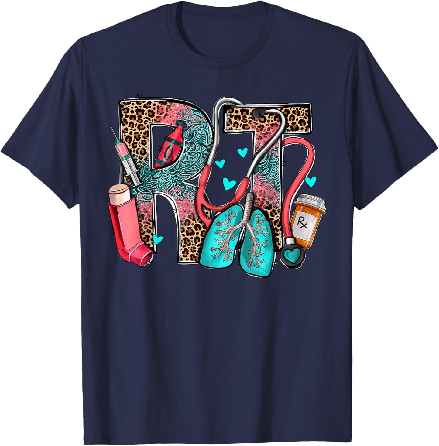 Rt Respiratory Therapist Stethoscope Nurse Western Nursing T-Shirt - T-Shirt | Navy
