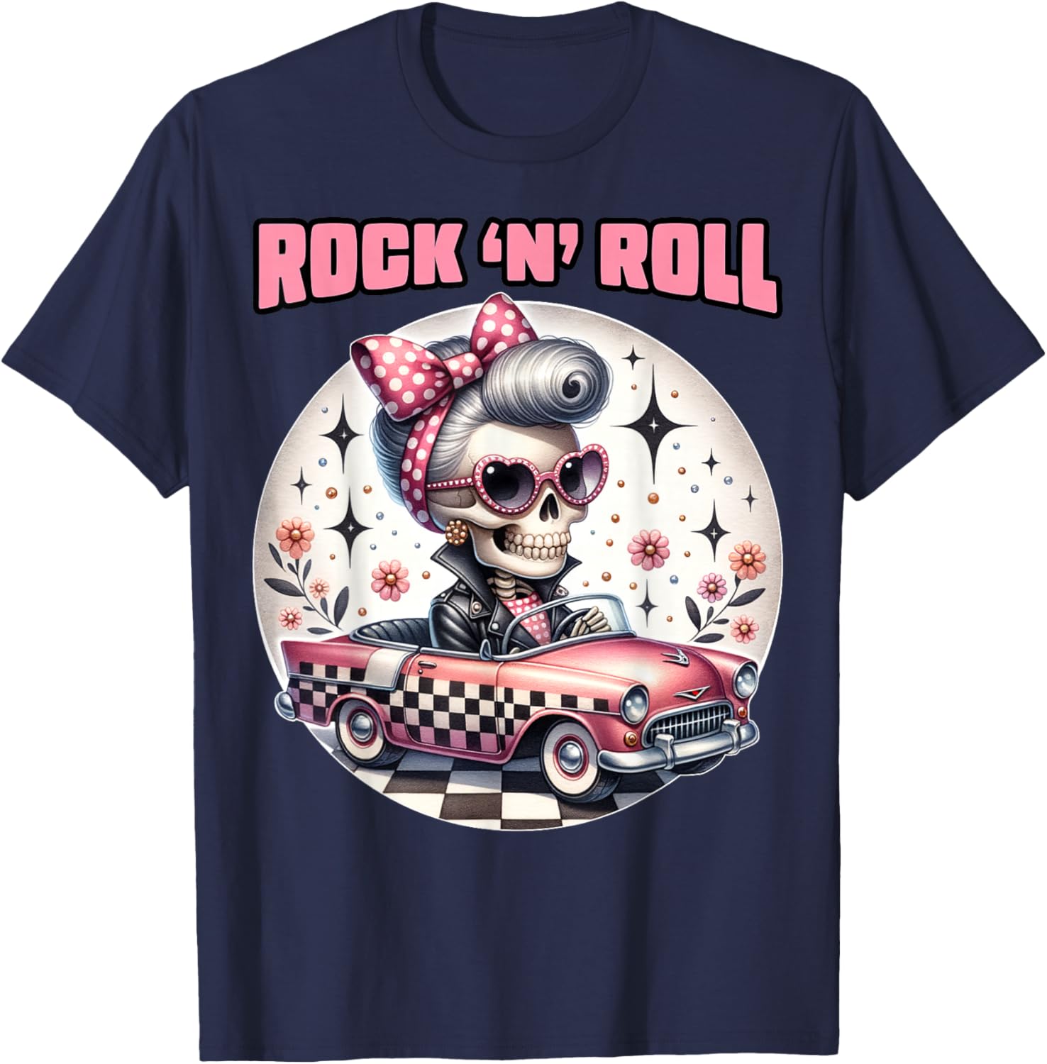 Rock N Roll 50s Sock Hop Dance Doo Wop Rockabilly 1950s Art T-Shirt - T-Shirt | Navy