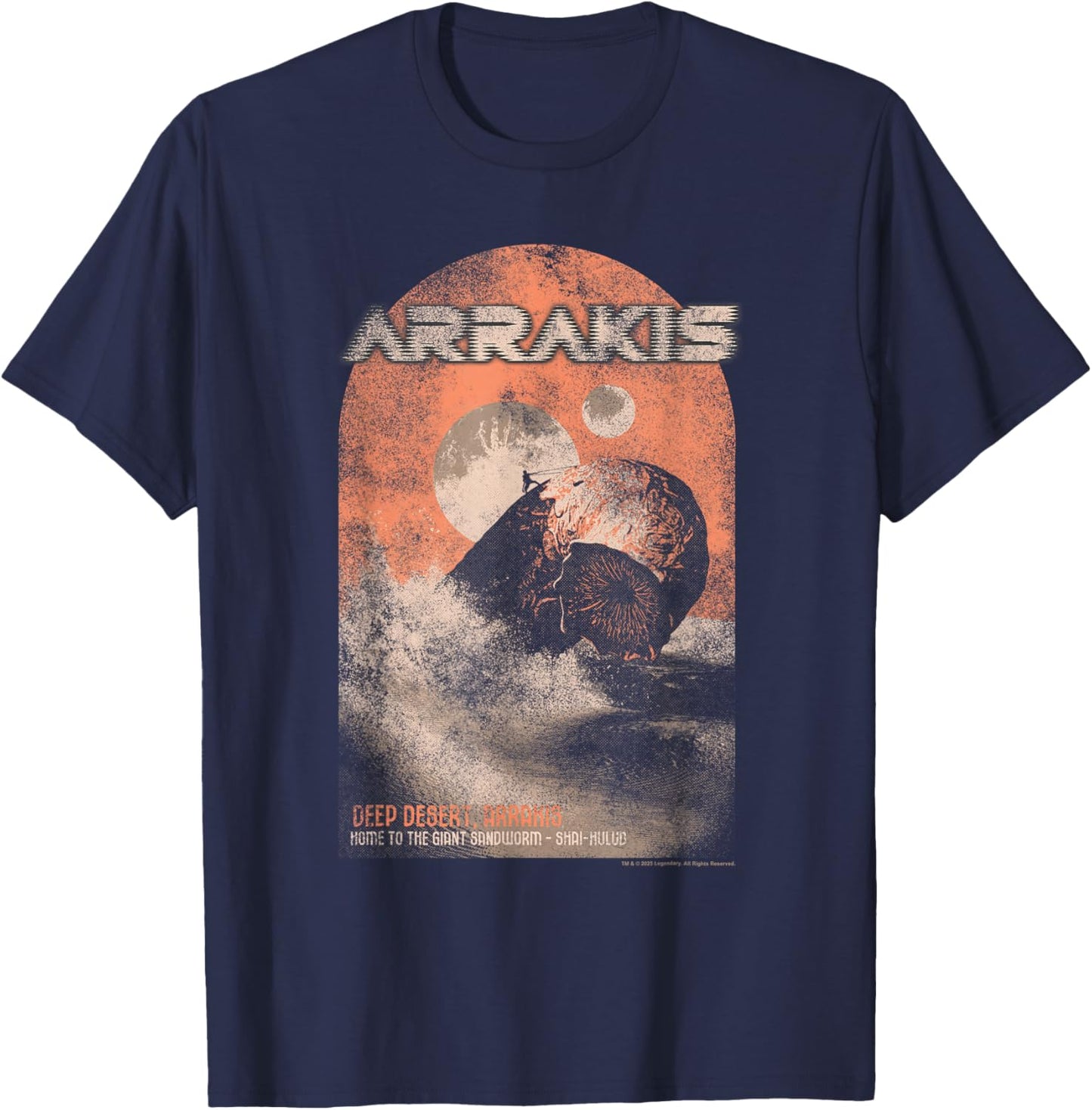 Dune Visit Arrakis and See The Giant Sandworm Fantasy Movie T-Shirt - T-Shirt | Navy