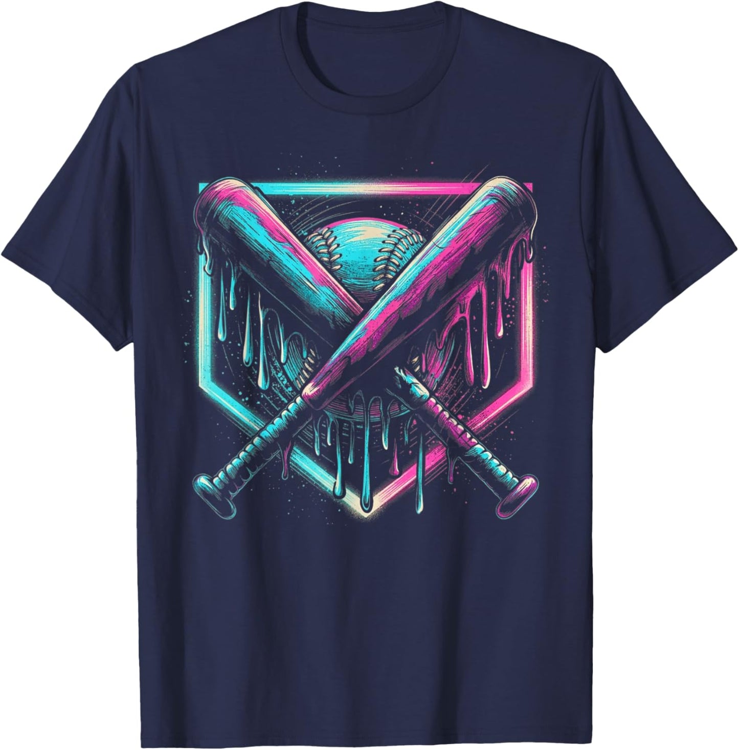 Baseball Drip for Boys Ice Cream Drip Baseball Sport Lover T-Shirt - T-Shirt | Navy