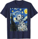 Dalmatian Dog Van Gogh Starry Night Artistic Print T-Shirt - T-Shirt | Navy