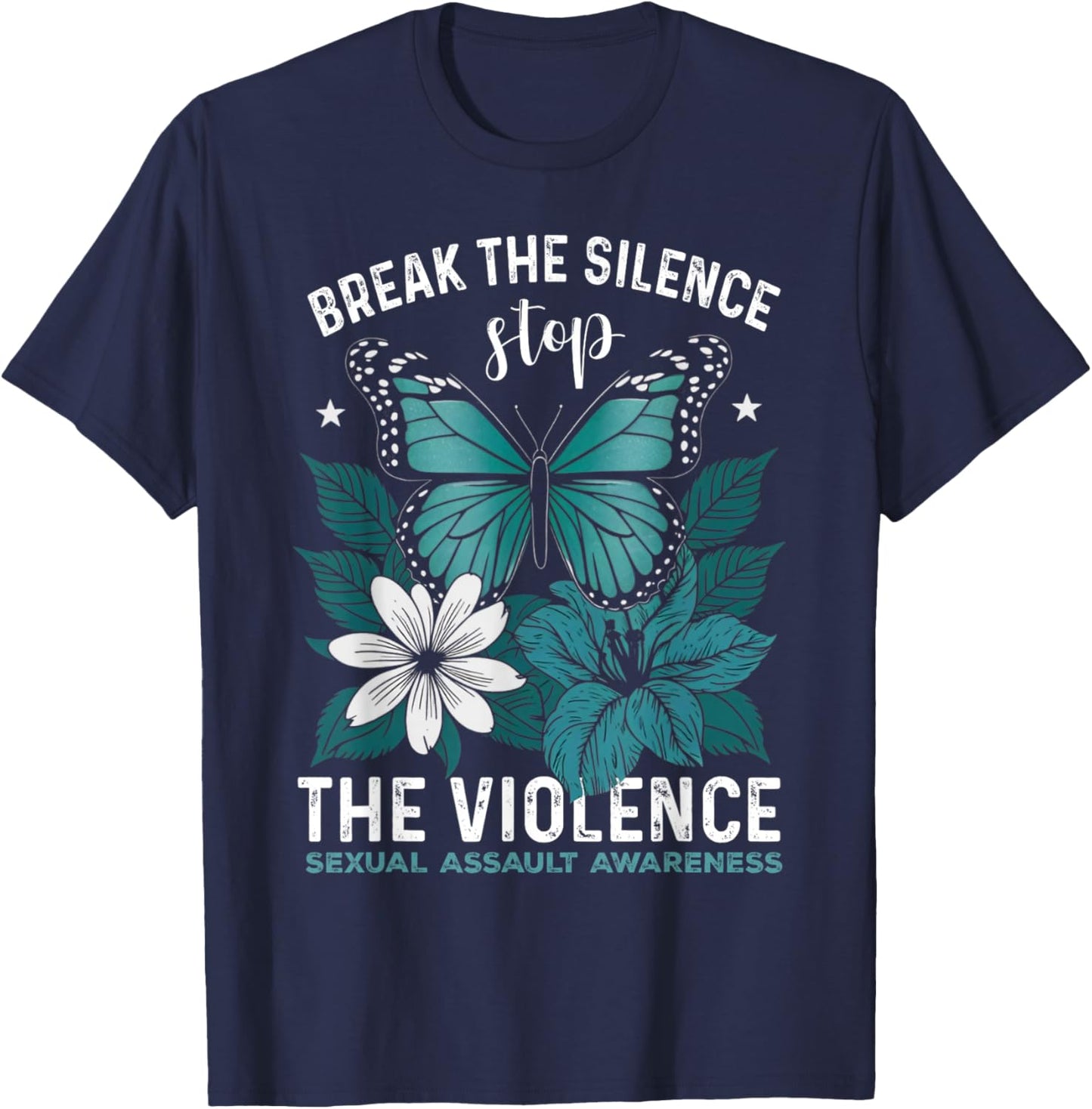 Stop The Violence End Silence- Sexual Assault Awareness T-Shirt - T-Shirt | Navy