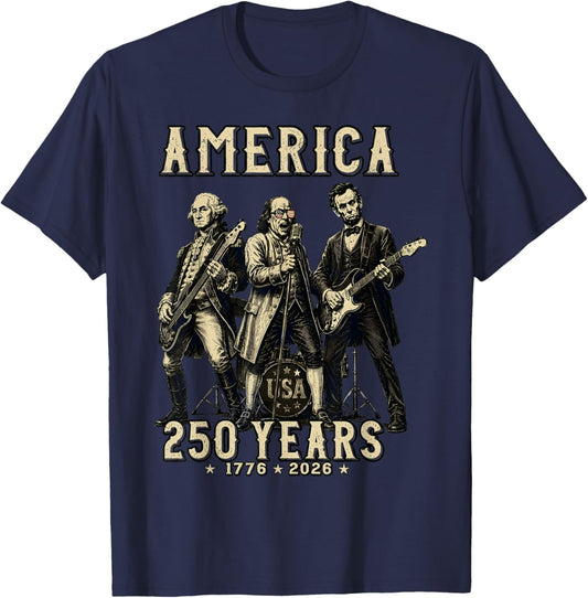 Franklin's Founding Fathers Band - 250 Years USA T-Shirt - T-Shirt | Navy