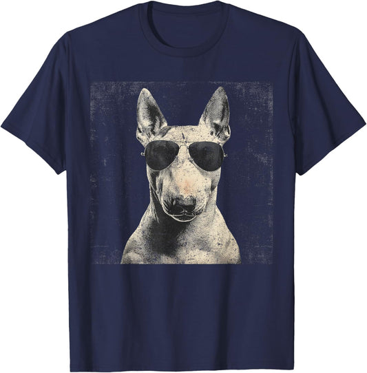 Vintage Bull Terrier Papa Fête des Pères pour Hommes Amoureux Drôle T-Shirt - T-Shirt | Navy