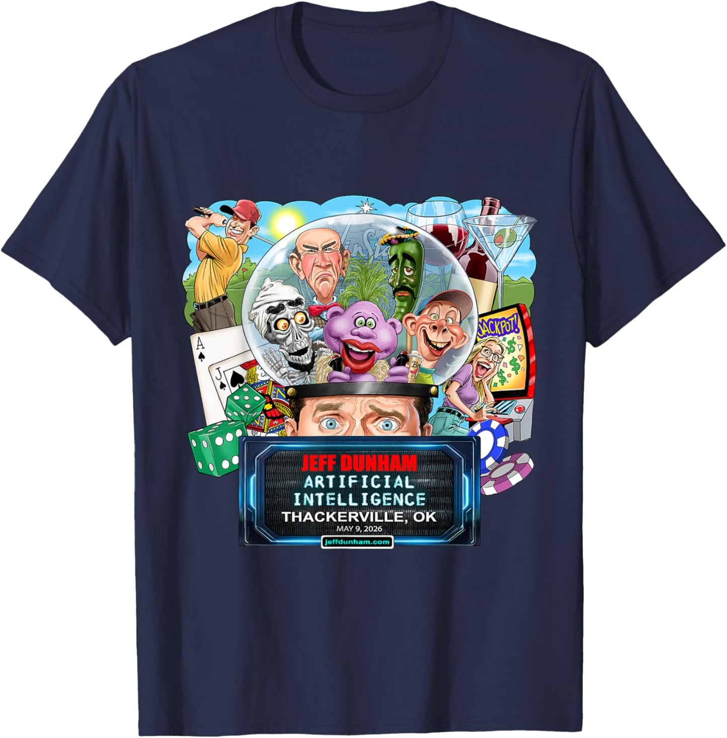 Jeff Dunham Thackerville, OK (2026) T-Shirt - T-Shirt | Navy