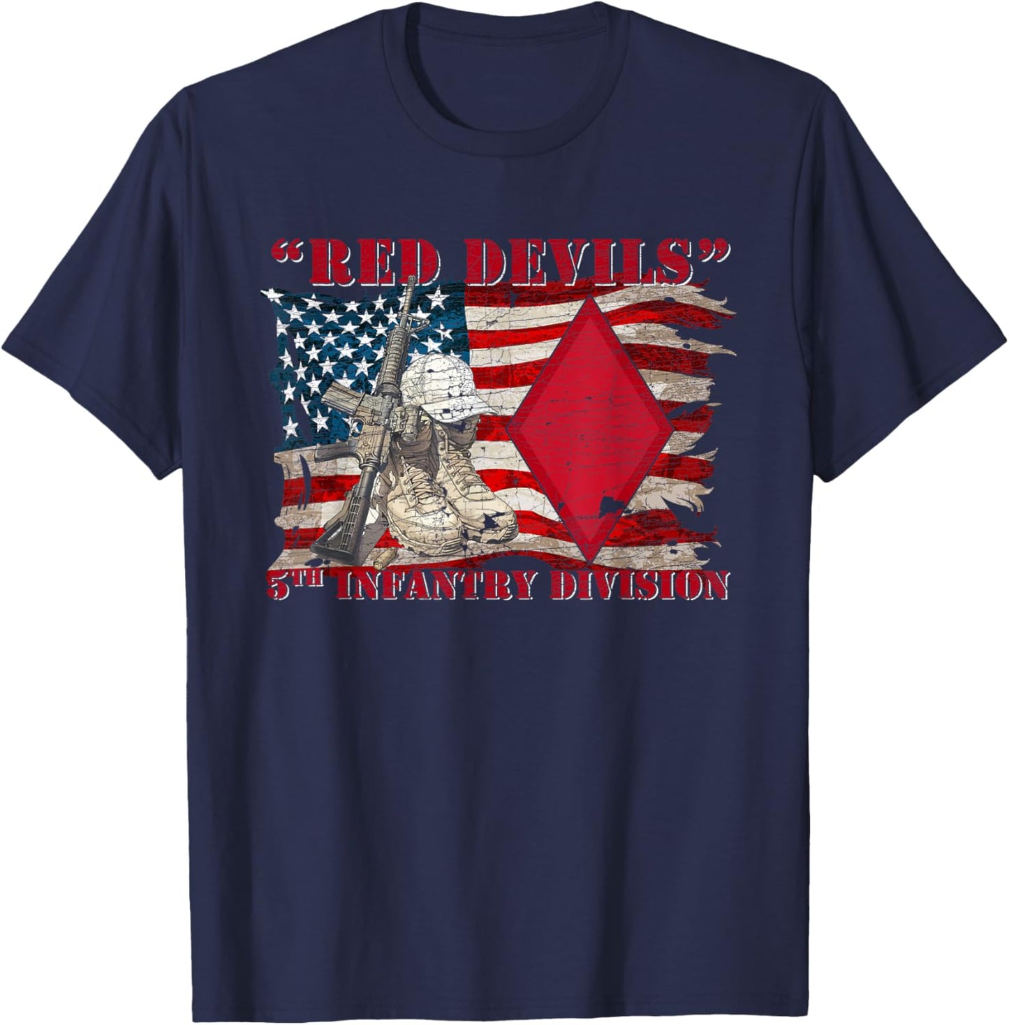 5th Infantry Division 5th ID Red Diamond Division T-Shirt - T-Shirt | Navy