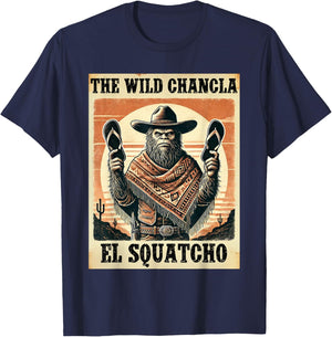 Funny Mexican Bigfoot Design - El Squatcho The Wild Chancla T-Shirt - T-Shirt | Navy