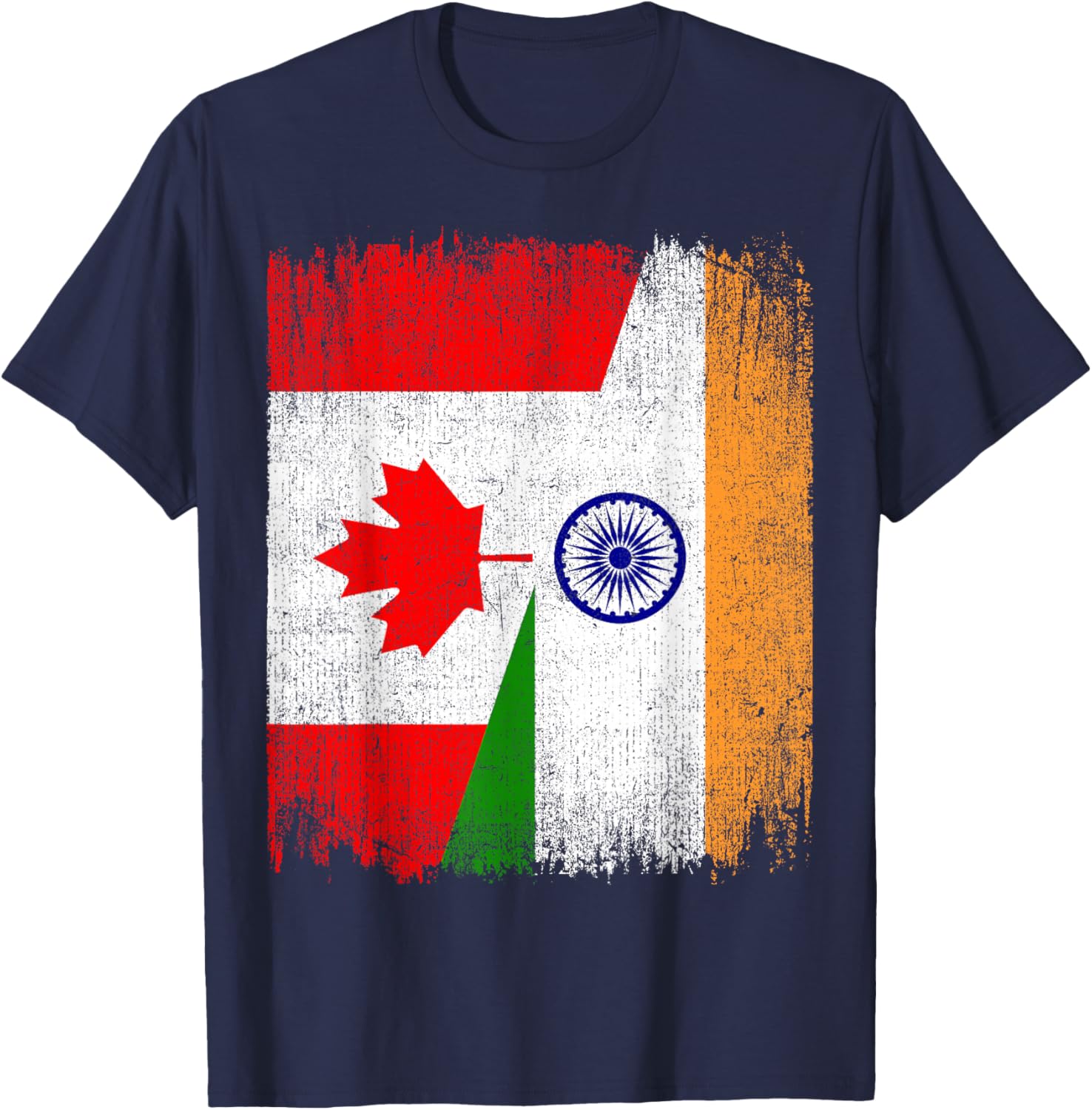 Half Canada India Flag Canadian Indian Pride Roots T-Shirt - T-Shirt | Navy