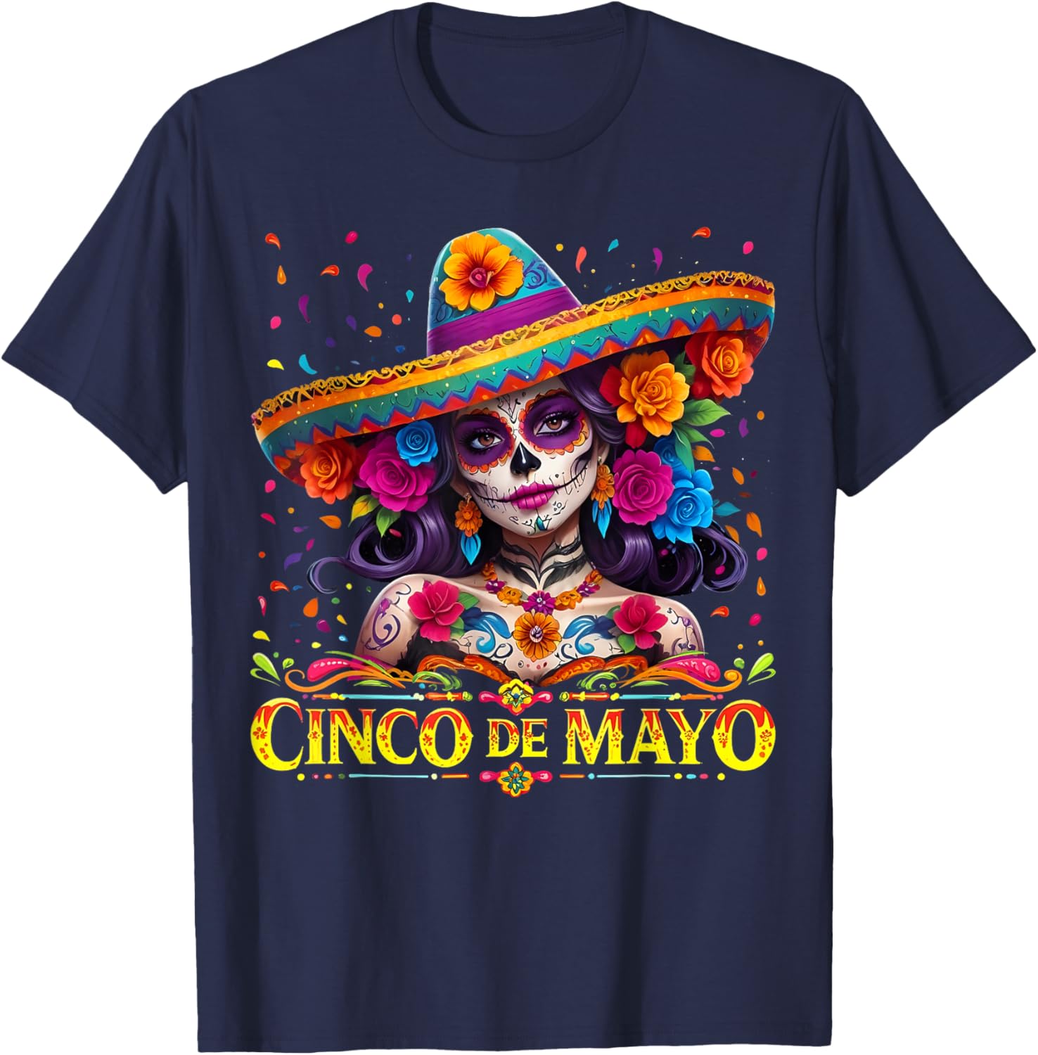 Cinco De Mayo 2025 Mexican Fiesta 5 De Mayo Girls Women T-Shirt - T-Shirt | Navy