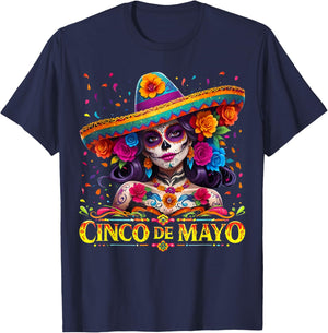 Cinco De Mayo 2025 Mexican Fiesta 5 De Mayo Girls Women T-Shirt - T-Shirt | Navy