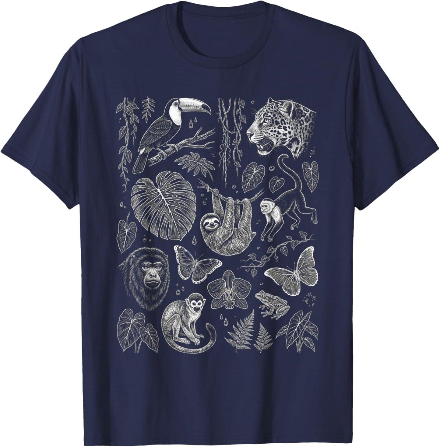 Animaux de la Jungle Animaux tropicaux Graphiques T-Shirt - T-Shirt | Navy
