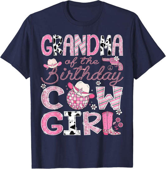 Grandma Of The Birthday CowGirl Pink Rodeo Disco T-Shirt - T-Shirt | Navy