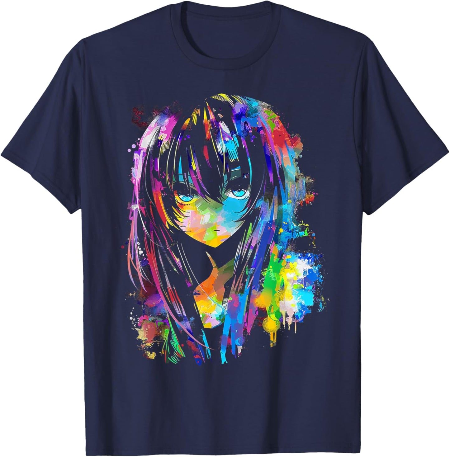 Anime Manga Graphic Colorful Art Anime T-Shirt - T-Shirt | Navy