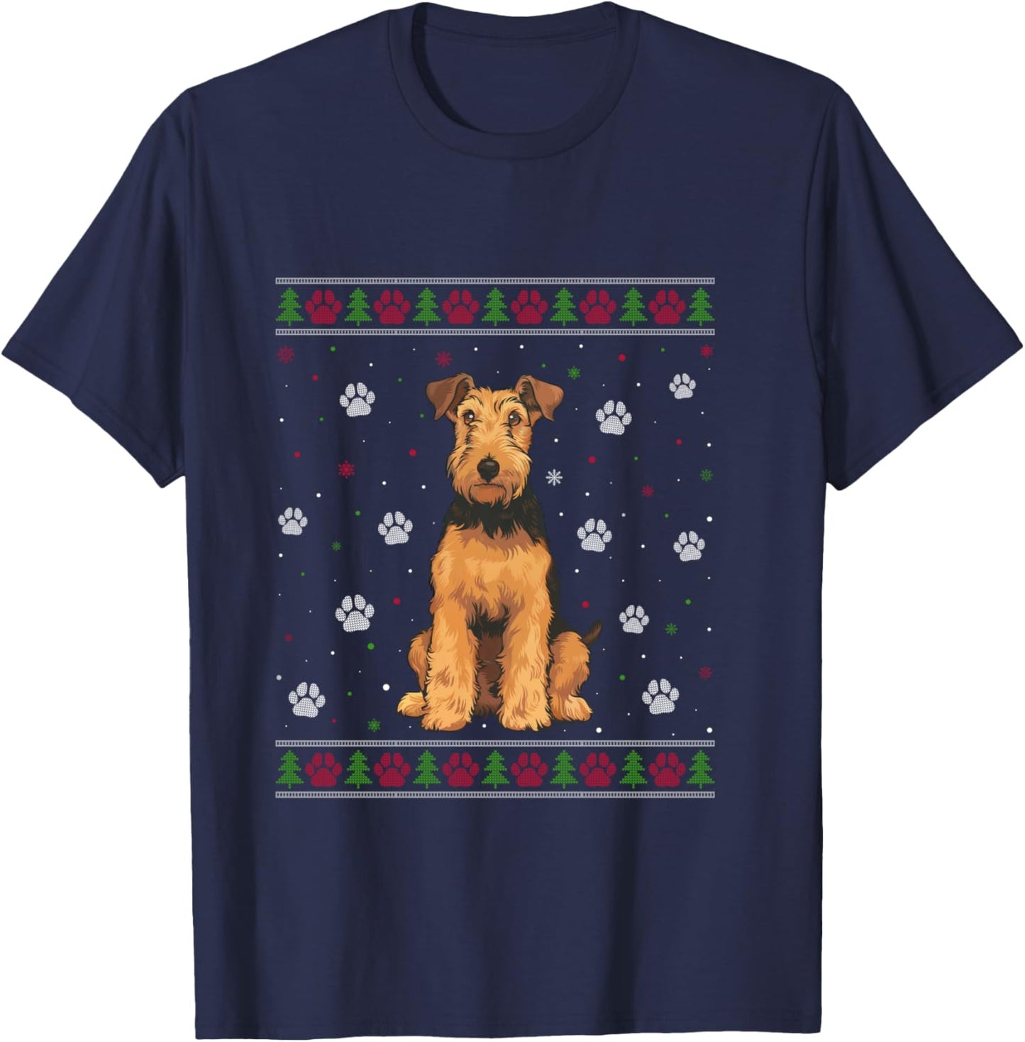 Airedale Terrier Christmas Sweater Xmas Pet Animal Dog Lover T-Shirt - T-Shirt | Navy