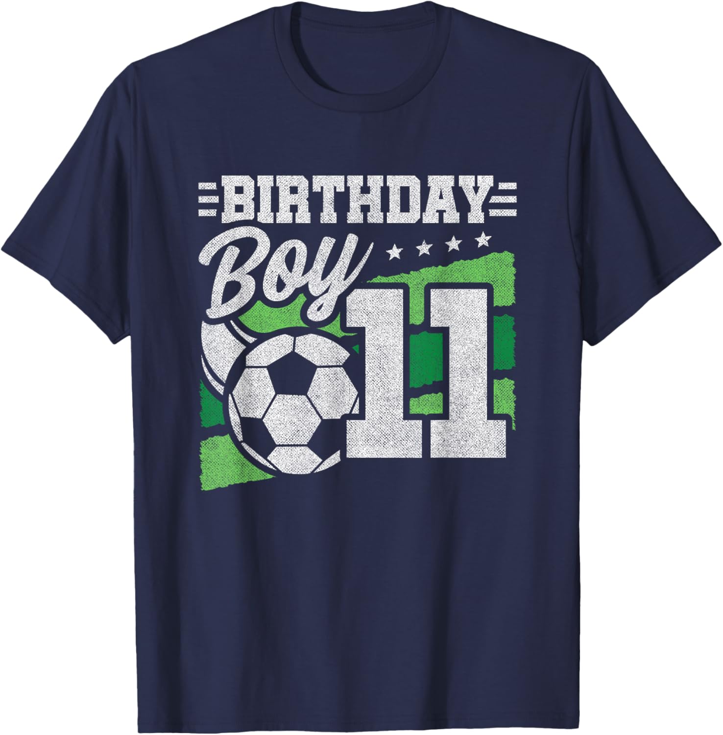 11 Year Old Soccer Birthday - Boys 11th Birthday Soccer T-Shirt - T-Shirt | Navy