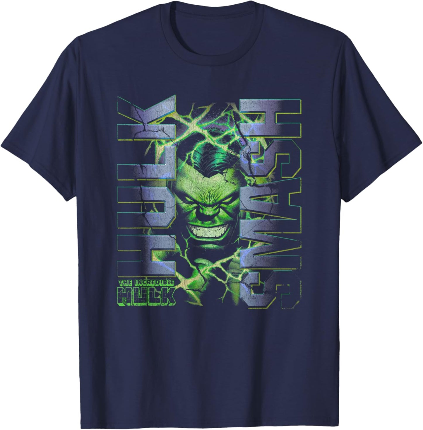 Marvel Comics Incredible Hulk Smash Green Portrait T-Shirt - T-Shirt | Navy