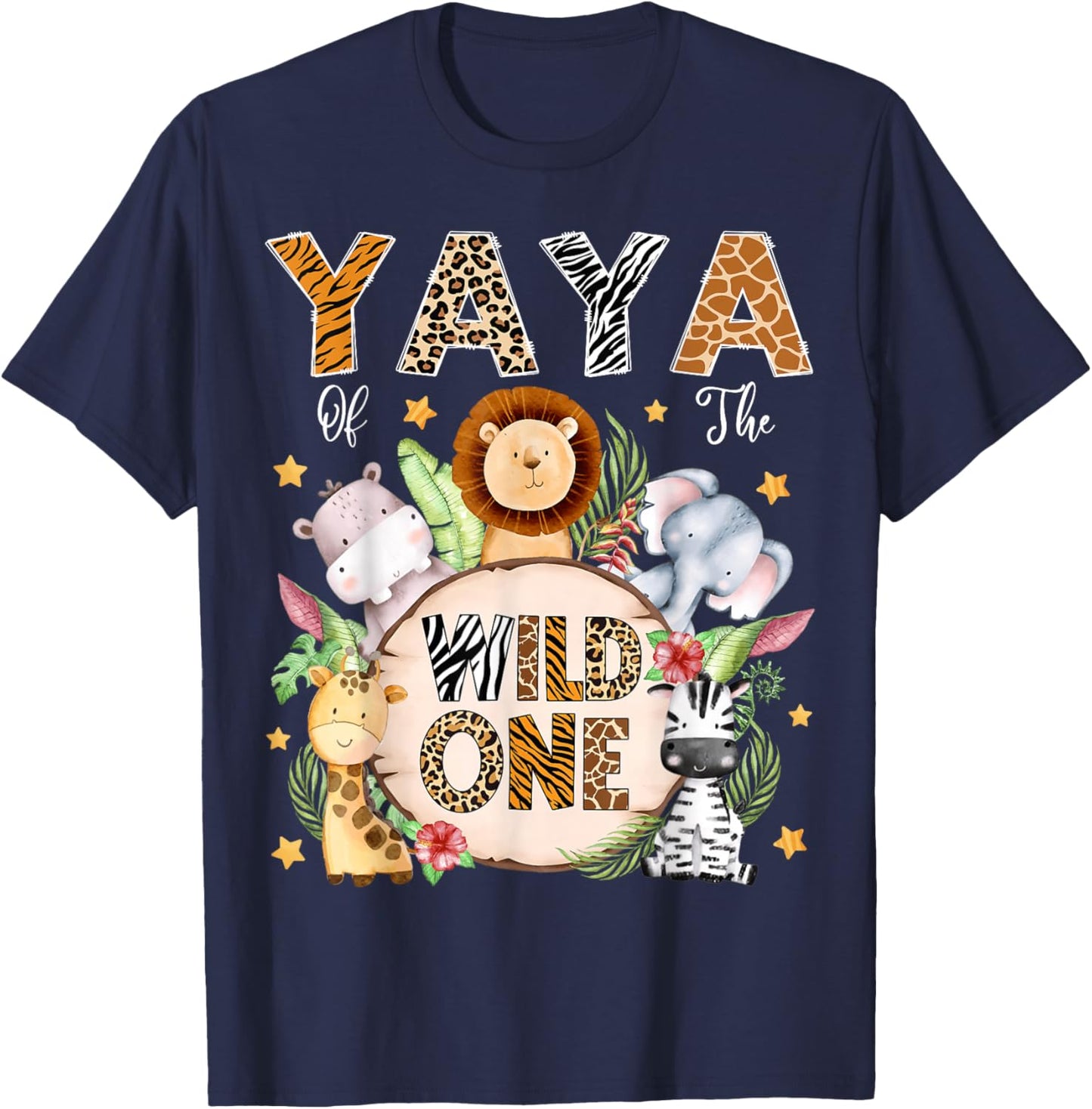 Yaya of The Wild One 1St Birthday Kids Safari Jungle T-Shirt - T-Shirt | Navy