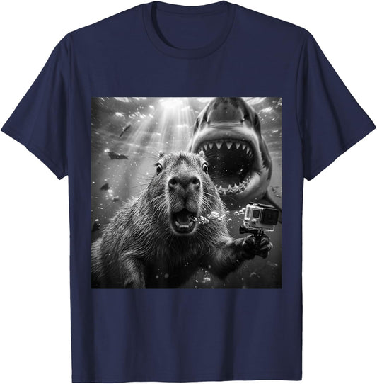 Capybara Selfie Unterwasser Lustige Szene Illustration T-Shirt - T-Shirt | Navy