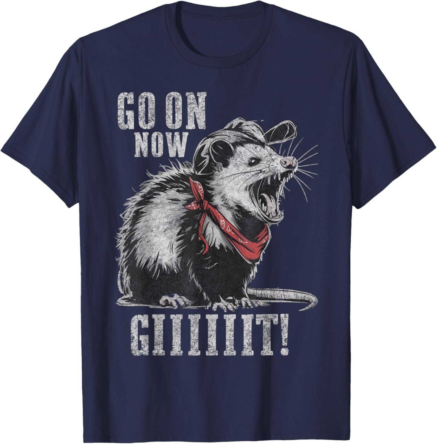 Go On Now Git Western Vintage Cowboy Opossum T-Shirt - T-Shirt | Navy