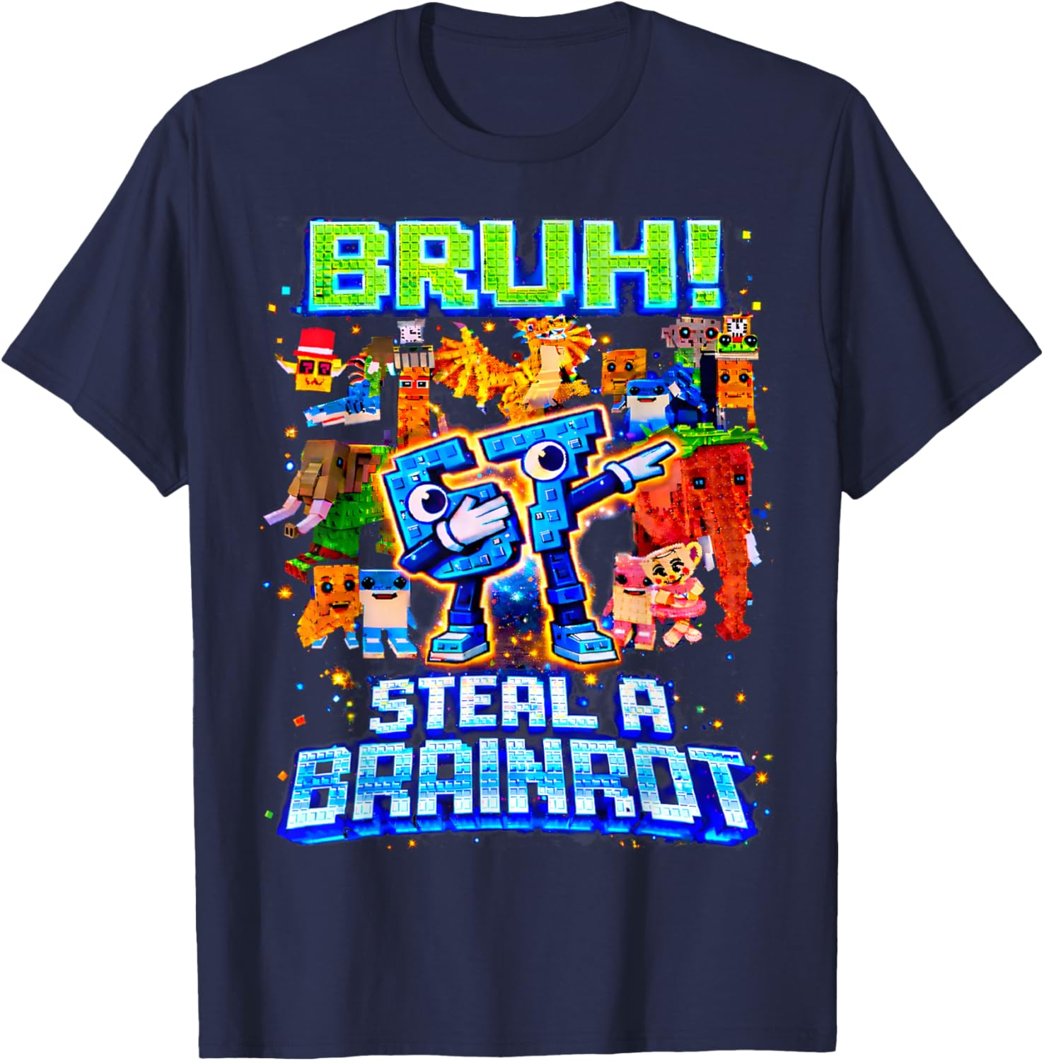 Bruh 67 Steal A Brainrot Funny Gifts for Boys Kids Youth T-Shirt - T-Shirt | Navy