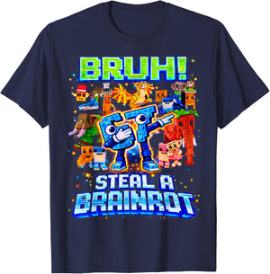 Bruh 67 Steal A Brainrot Funny Gifts for Boys Kids Youth T-Shirt - T-Shirt | Navy