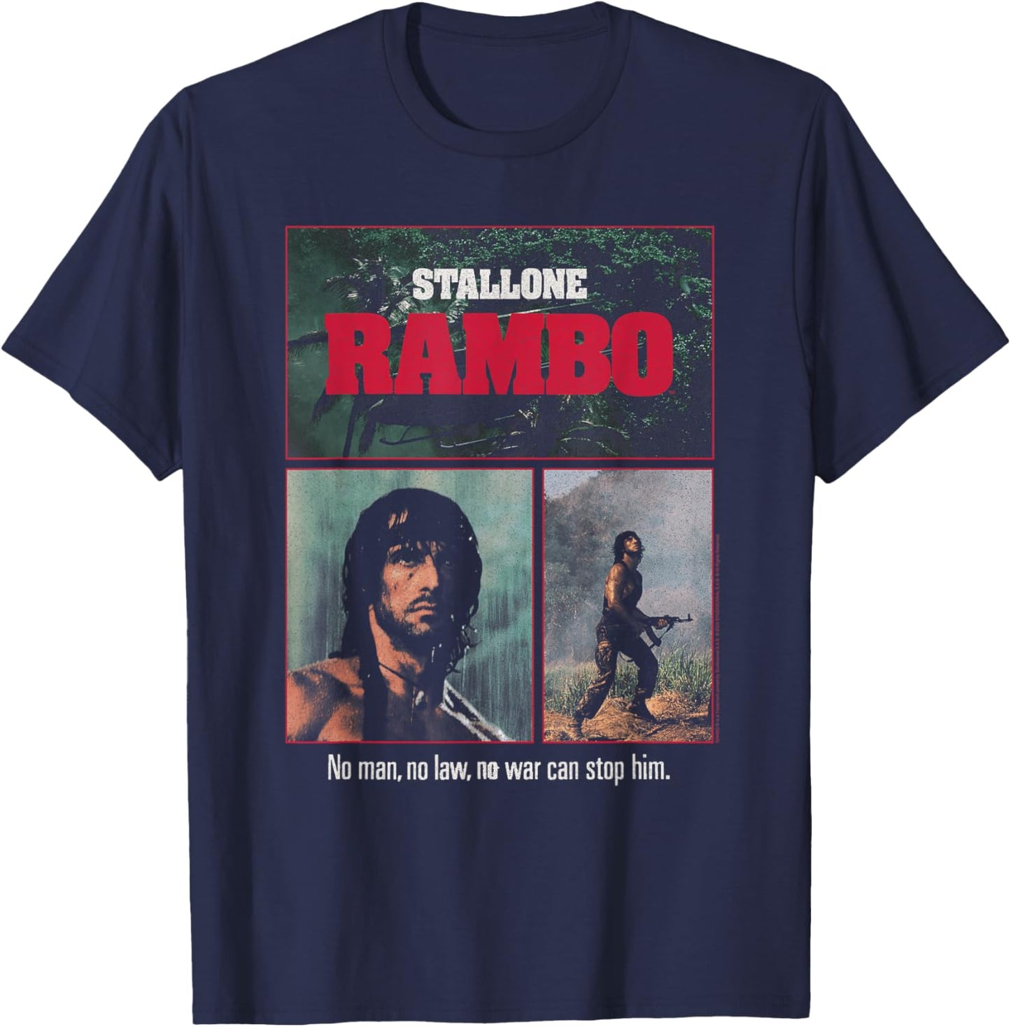 Rambo Stallone Lone Wolf Action Movie T-Shirt - T-Shirt | Navy
