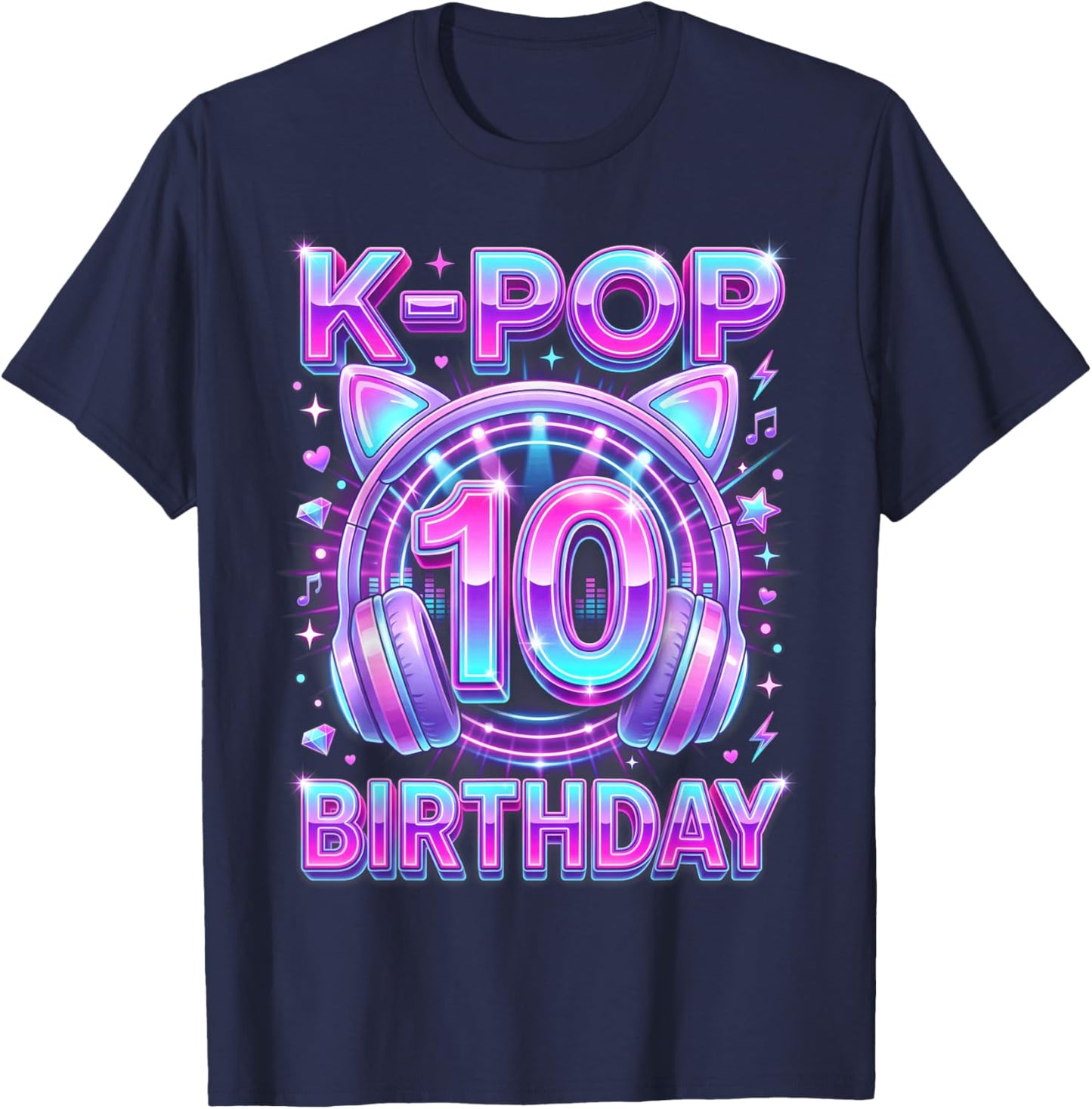 K-Pop 10th Birthday Kpop Girl 10 Year Old Korean Music T-Shirt - T-Shirt | Navy