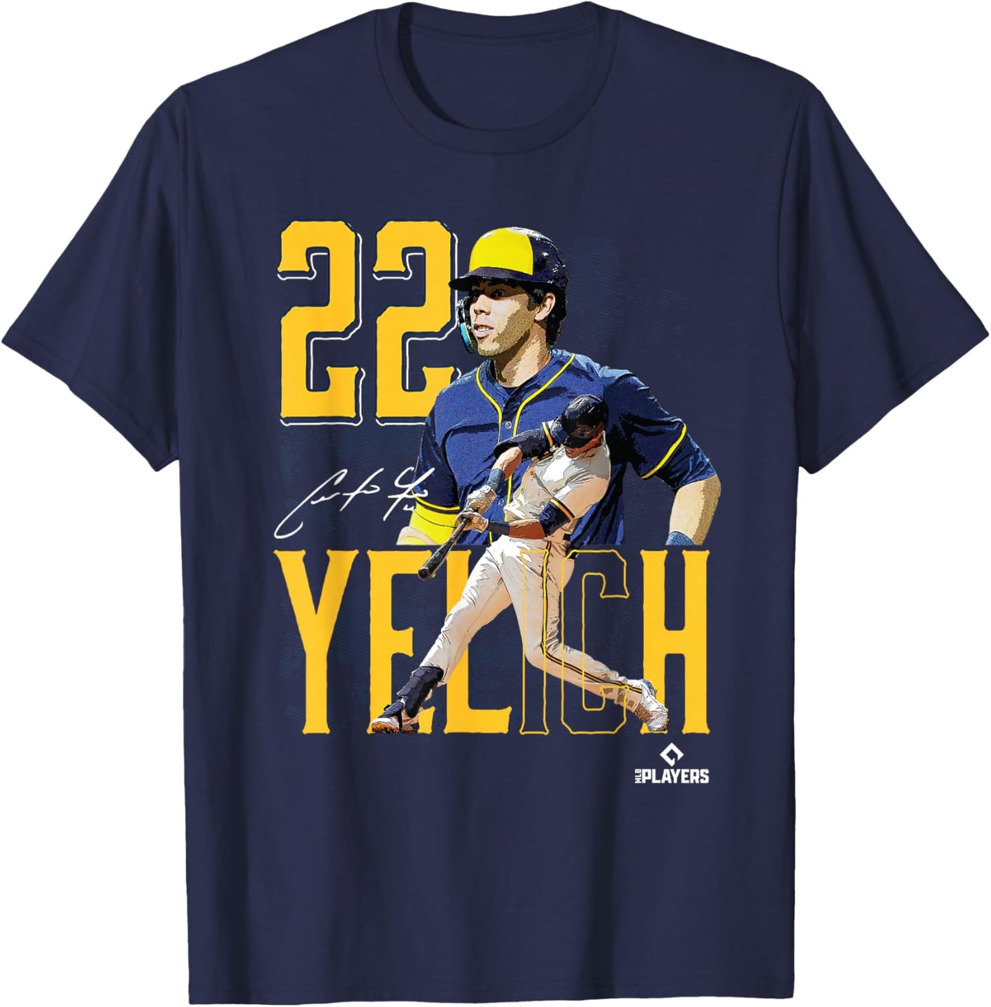 Christian Yelich | Milwaukee baseball | Players | MLBYCN3003 T-Shirt - T-Shirt | Navy