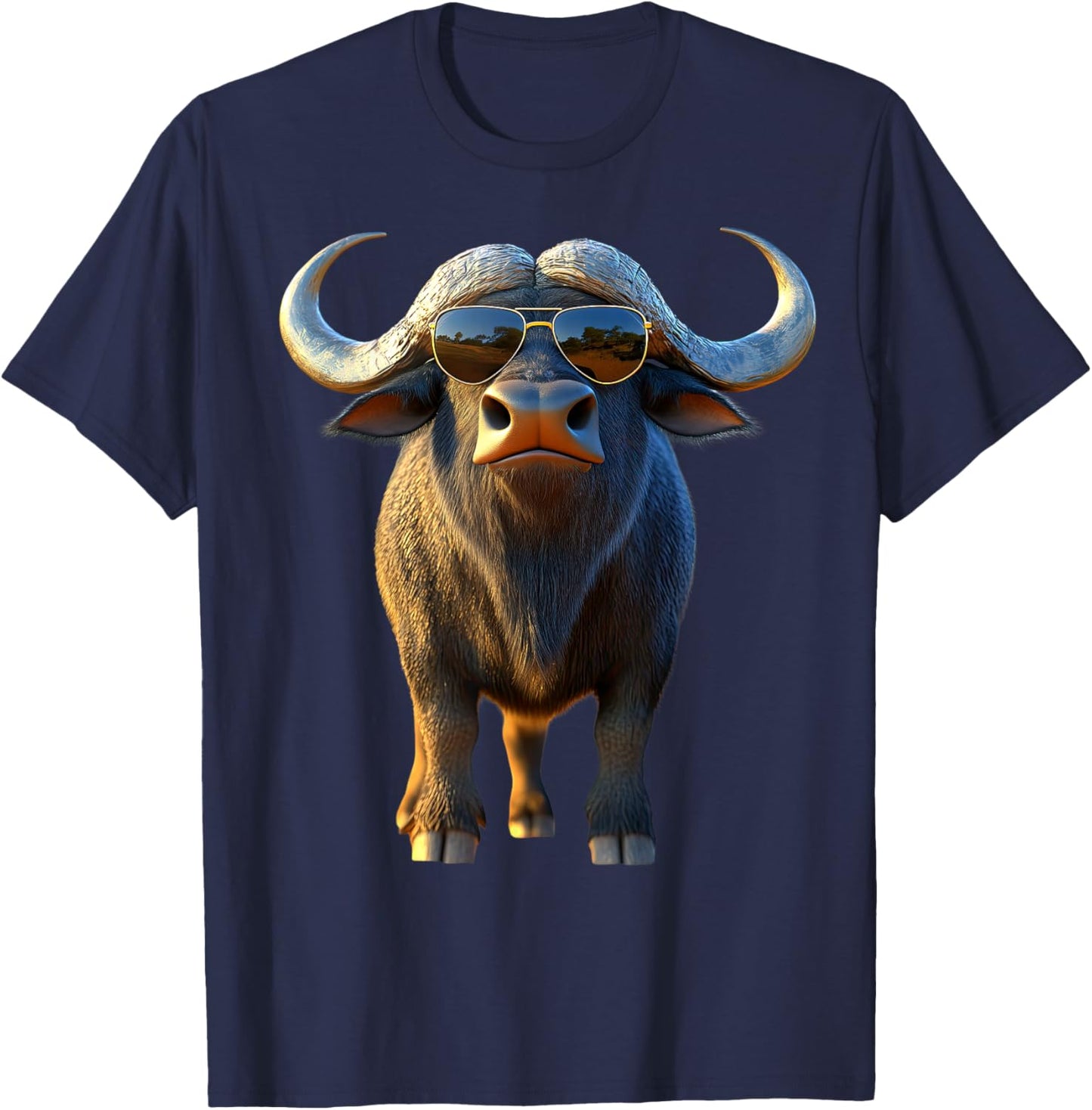 Buffalo Cape Water Buffalos Safari South African Buffalo T-Shirt - T-Shirt | Navy