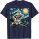 Shih Tzu Dog Lovers The Starry Night Van Gogh Style Painting T-Shirt - T-Shirt | Navy