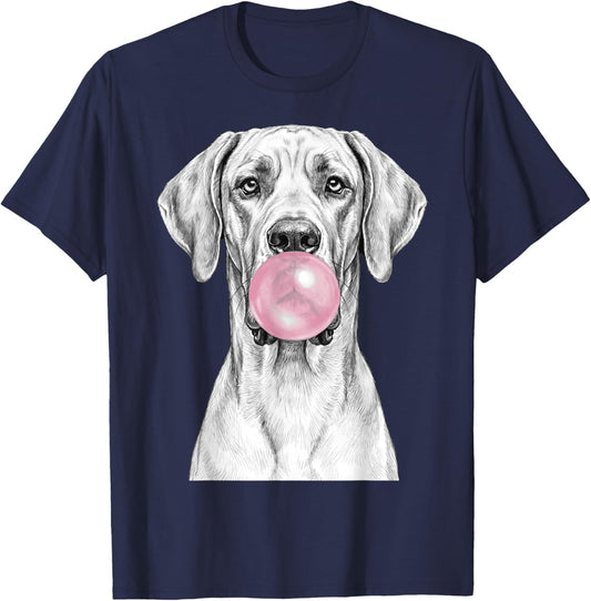 Great Dane Dog Blowing Bubble Gum Sketch T-Shirt - T-Shirt | Navy