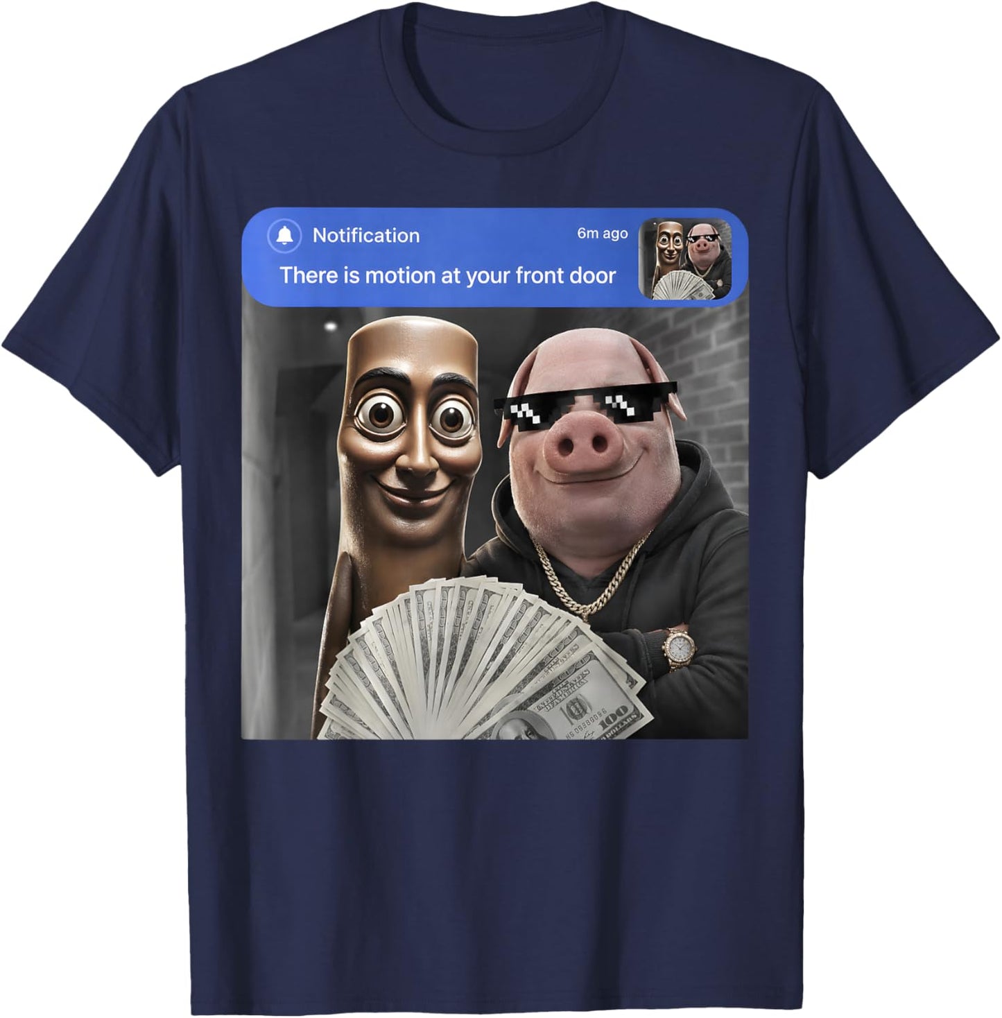 Funny Tung Tung Tung Sahur, John Pork Brainrot Gift Kids T-Shirt - T-Shirt | Navy
