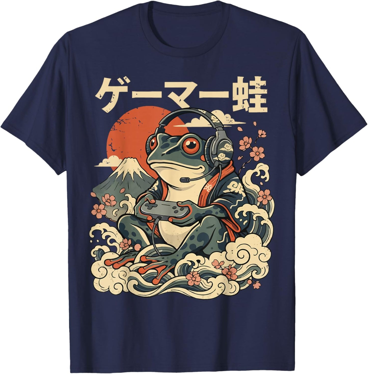 Japanese Gamer Frog Japan Anime Gaming T-Shirt - T-Shirt | Navy