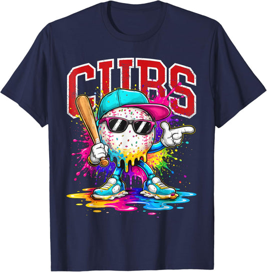 Vintage Cubs Name Personalized Retro Women Kid T-Shirt - T-Shirt | Navy