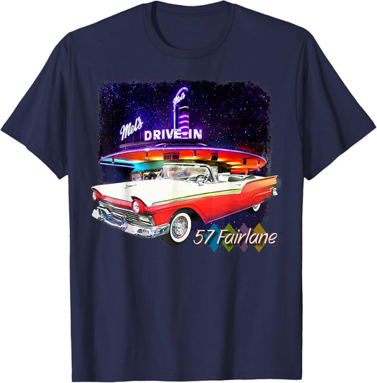 1957 57 Fairlane, Classic Car Art T-Shirt - T-Shirt | Navy