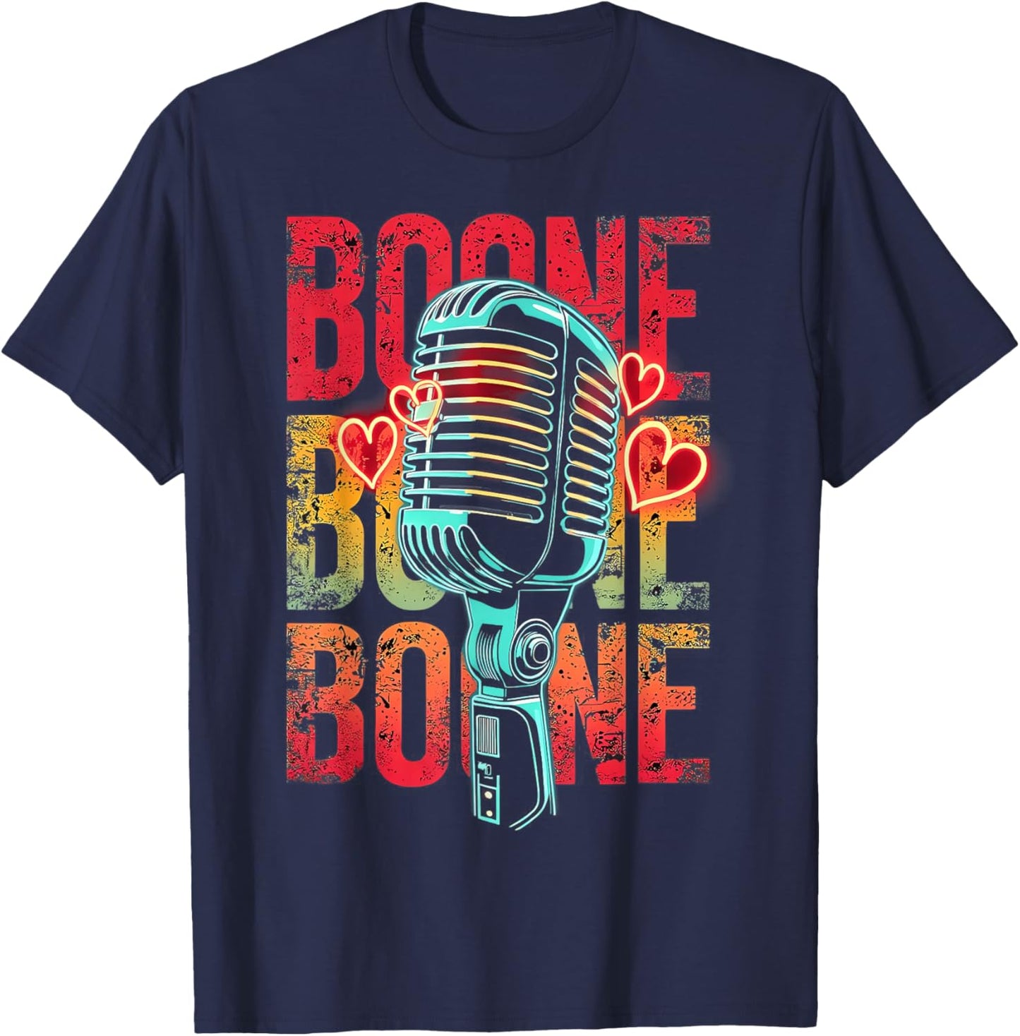 Boone Family Name I Love Boone Personalized Vintage T-Shirt - T-Shirt | Navy