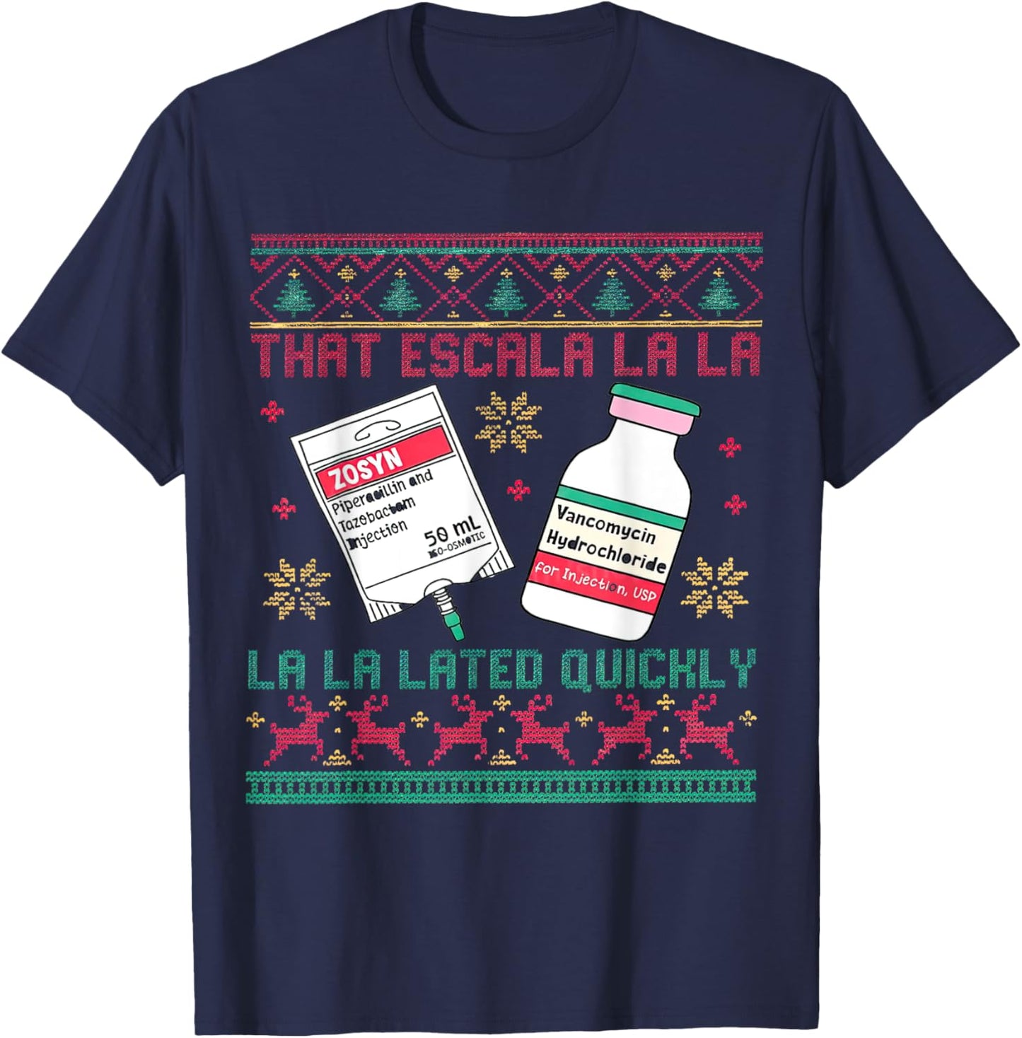 Antibiotic Christmas ICU Nurse Emergency Department Costume T-Shirt - T-Shirt | Navy