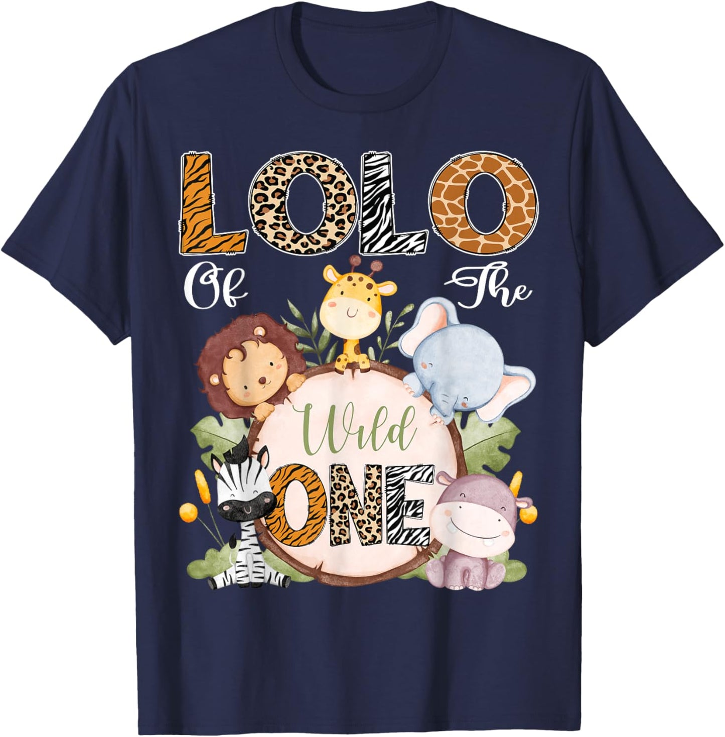 Lolo Of The Wild One 1St Birthday Safari Woodland T-Shirt - T-Shirt | Navy
