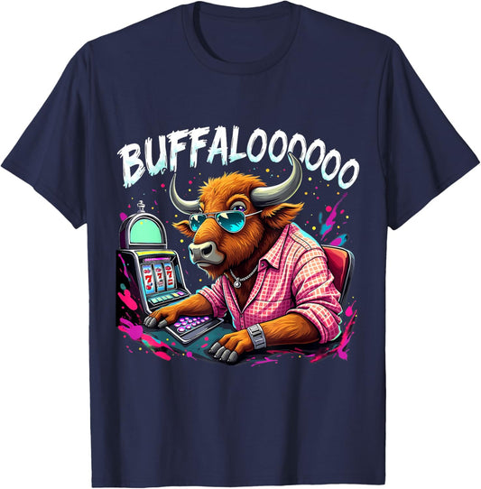 Buffalo Slot Machine Funny Casino Art Casino Lovers Costume T-Shirt - T-Shirt | Navy