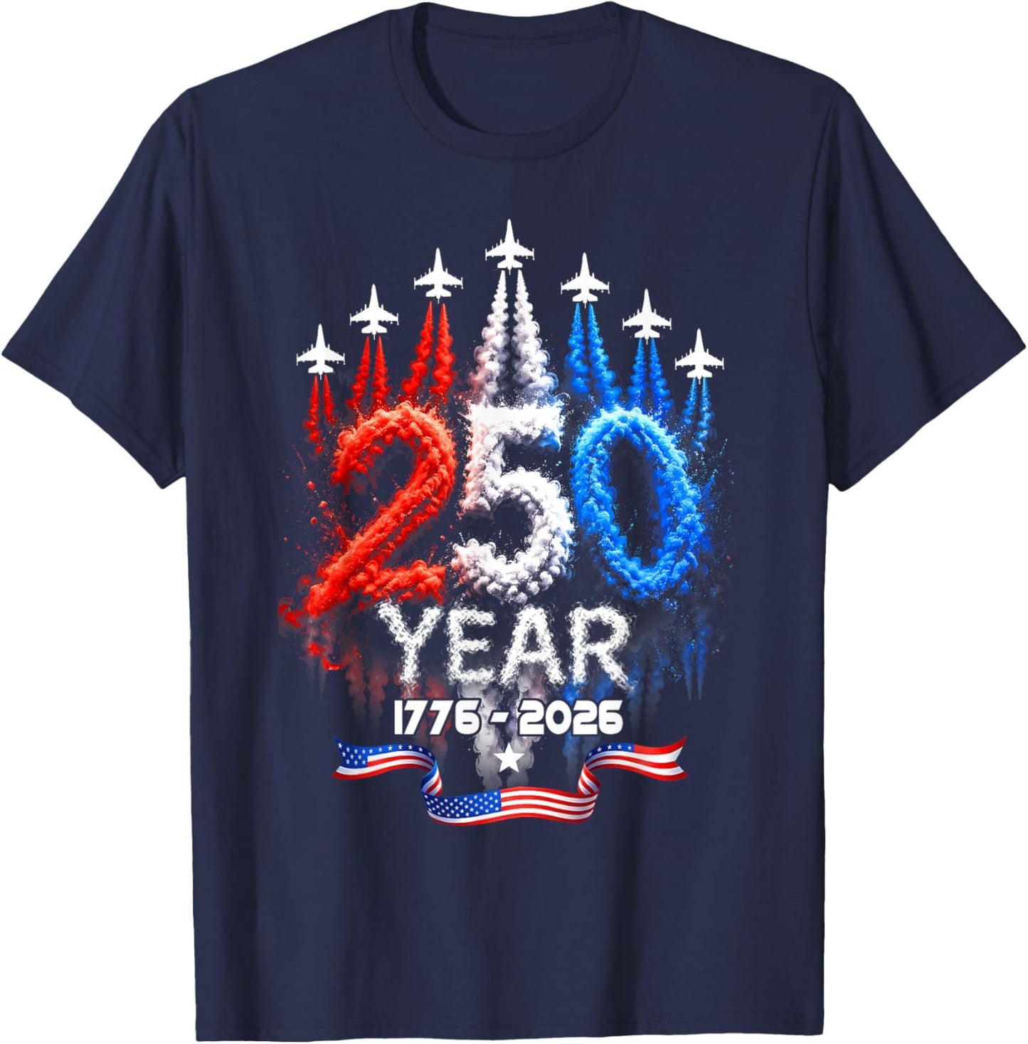 250 Years American 250th Anniversary USA Patriotic 4th July T-Shirt - T-Shirt | Navy