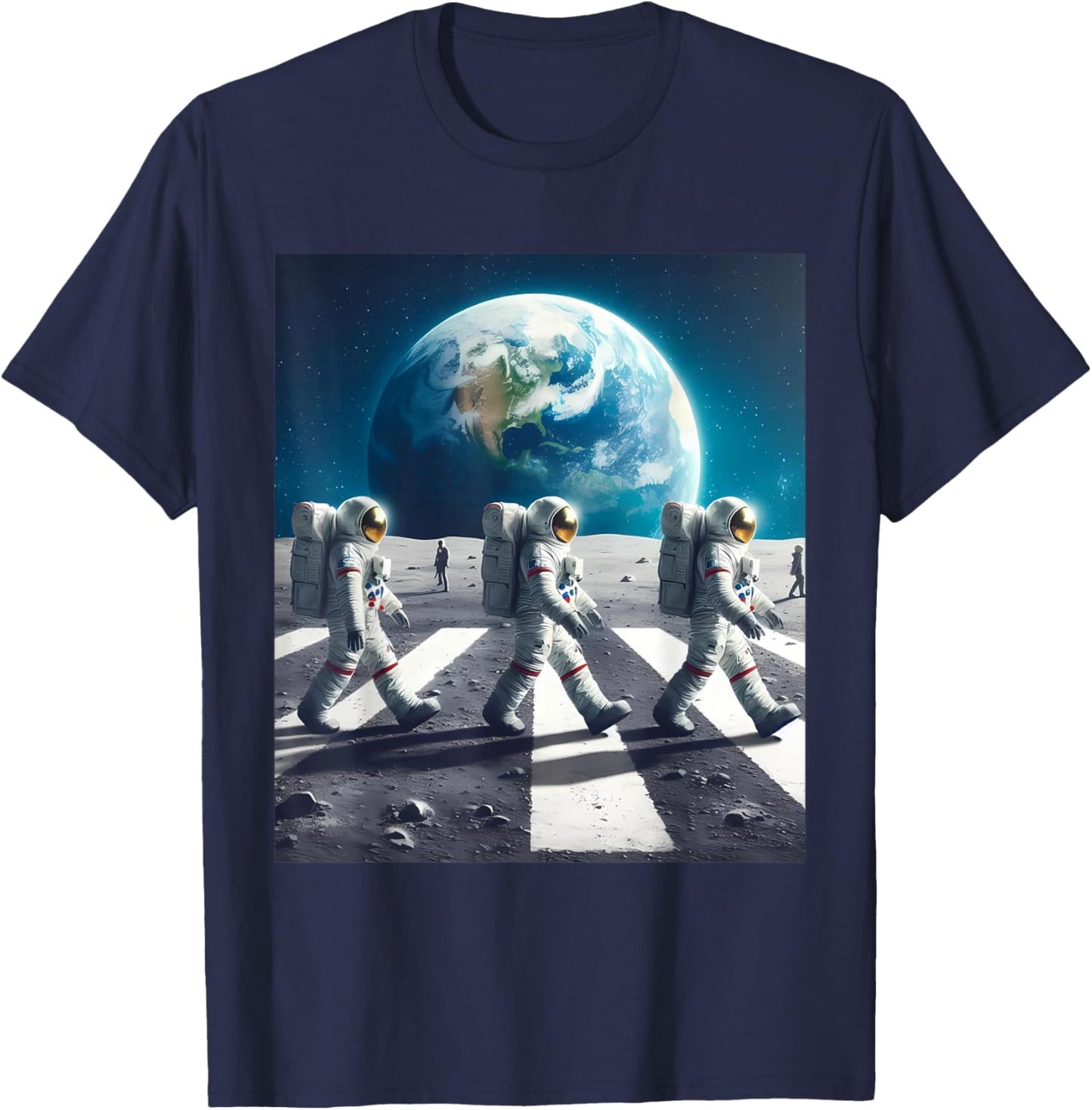 Abbey rd Crossing Moon Walk Beatle Astronauts T-Shirt - T-Shirt | Navy