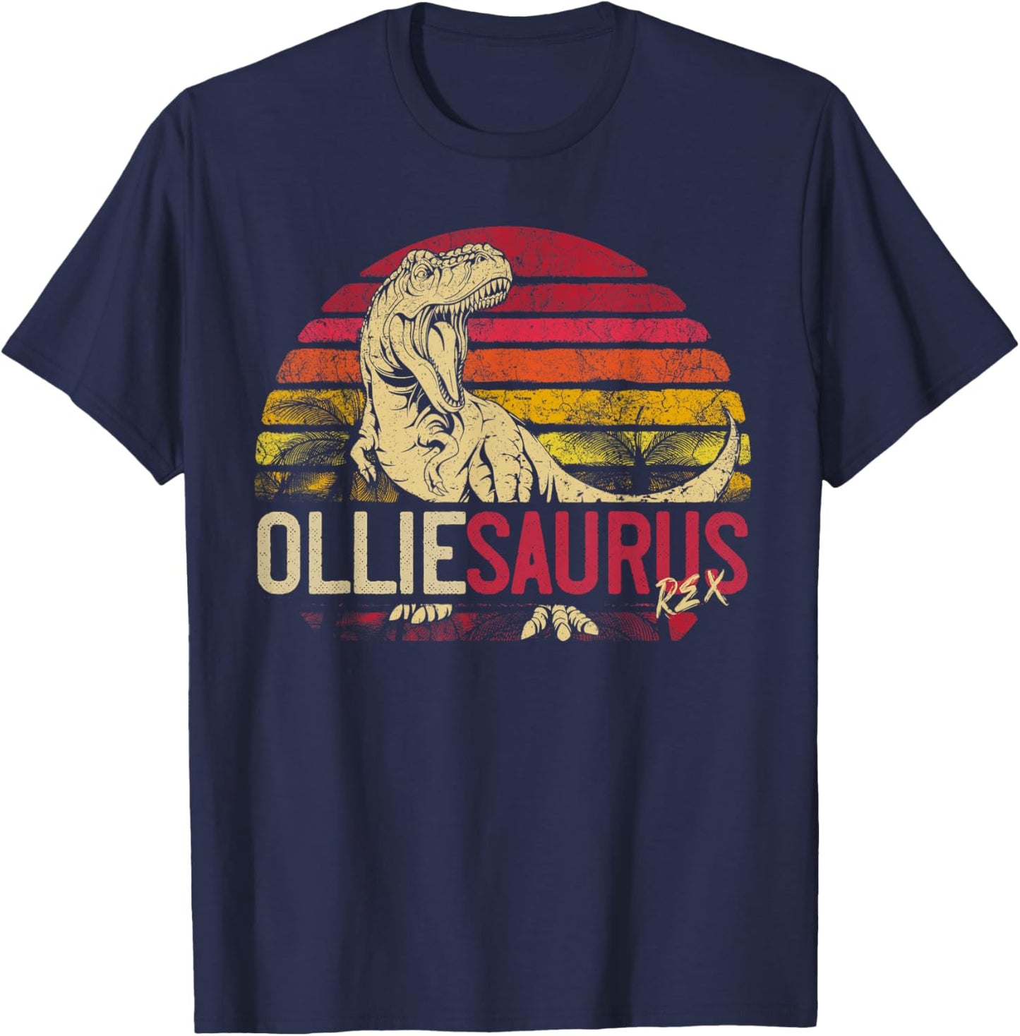 Ollie Saurus Funny Personalized Dinosaur T Rex Name T-Shirt - T-Shirt | Navy